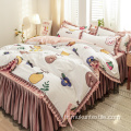 ensemble de jupes de lit coréen avec jupe de lit assortie en dentelle